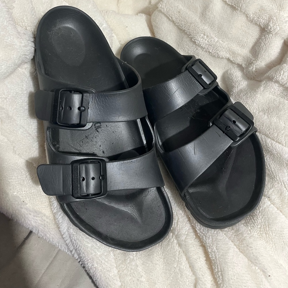 Grey Birkenstocks size 10 women's, slight wear but good condition.